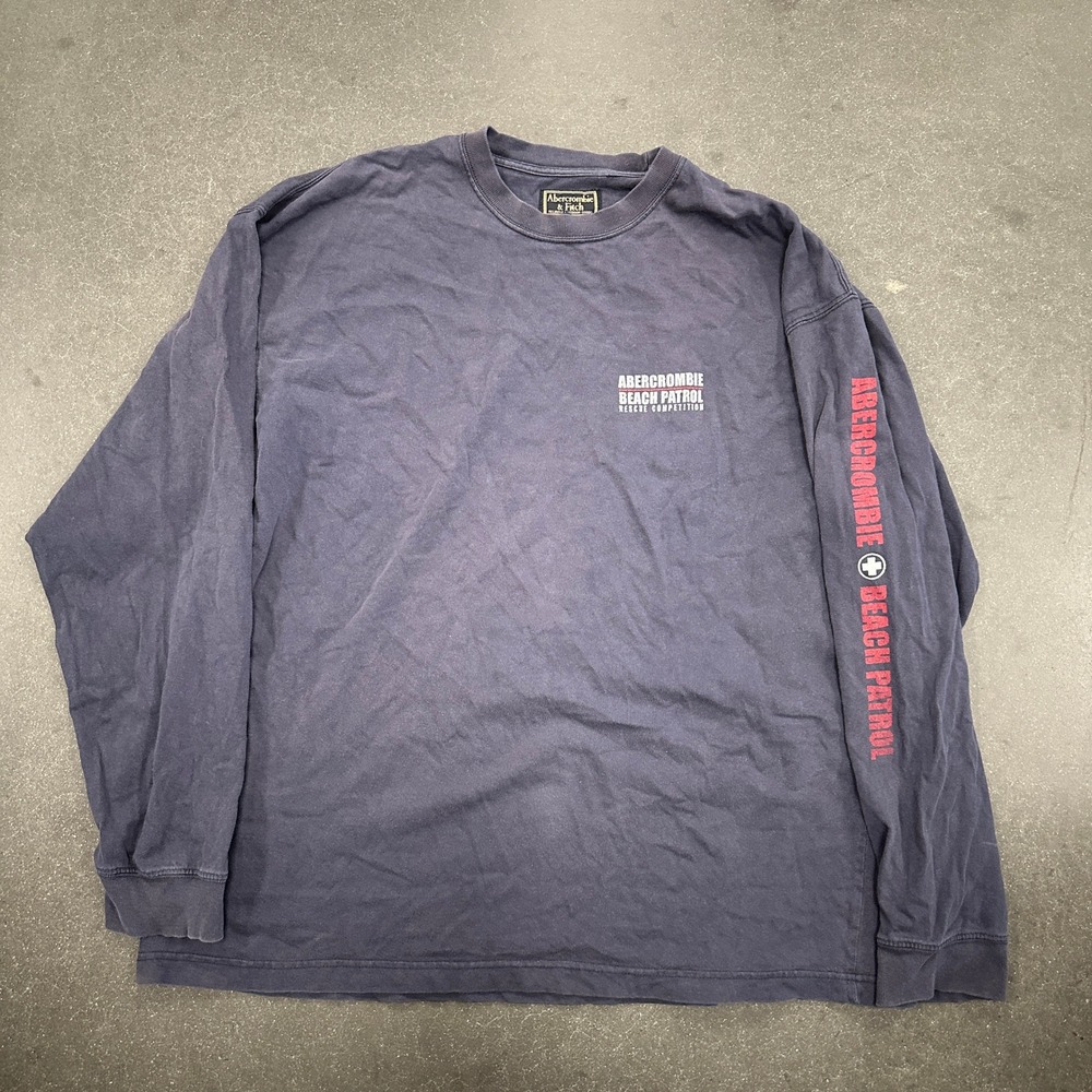 Vintage Abercrombie & Fitch Beach Patrol Long Sleeve Shirt Navy XL Laguna Beach